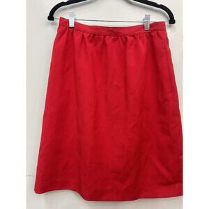 Vintage 80s Red M Office Lined Skirt Tailored Above Knee